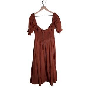R. YIPOSHA orangeish brown off the shoulder milk maid cottagecore maxi dress XL